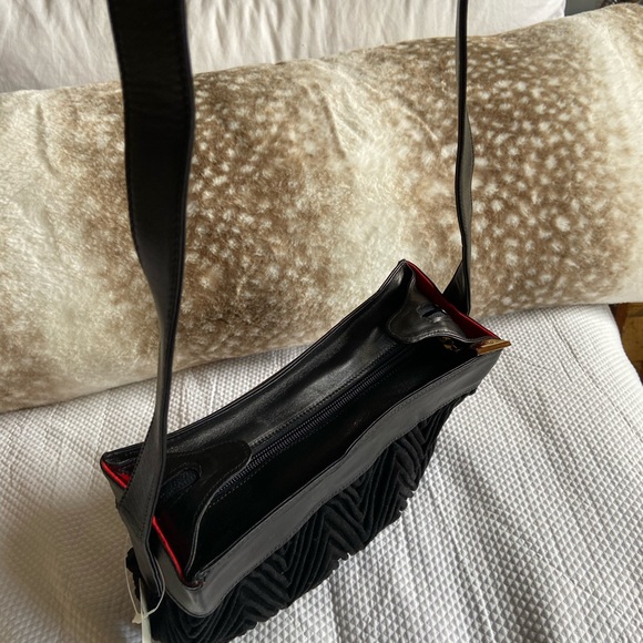 Enrico Castoldi Black Herringbone NAPA Leather & Suede bag Made in Italy NWT NWT - Picture 12 of 13